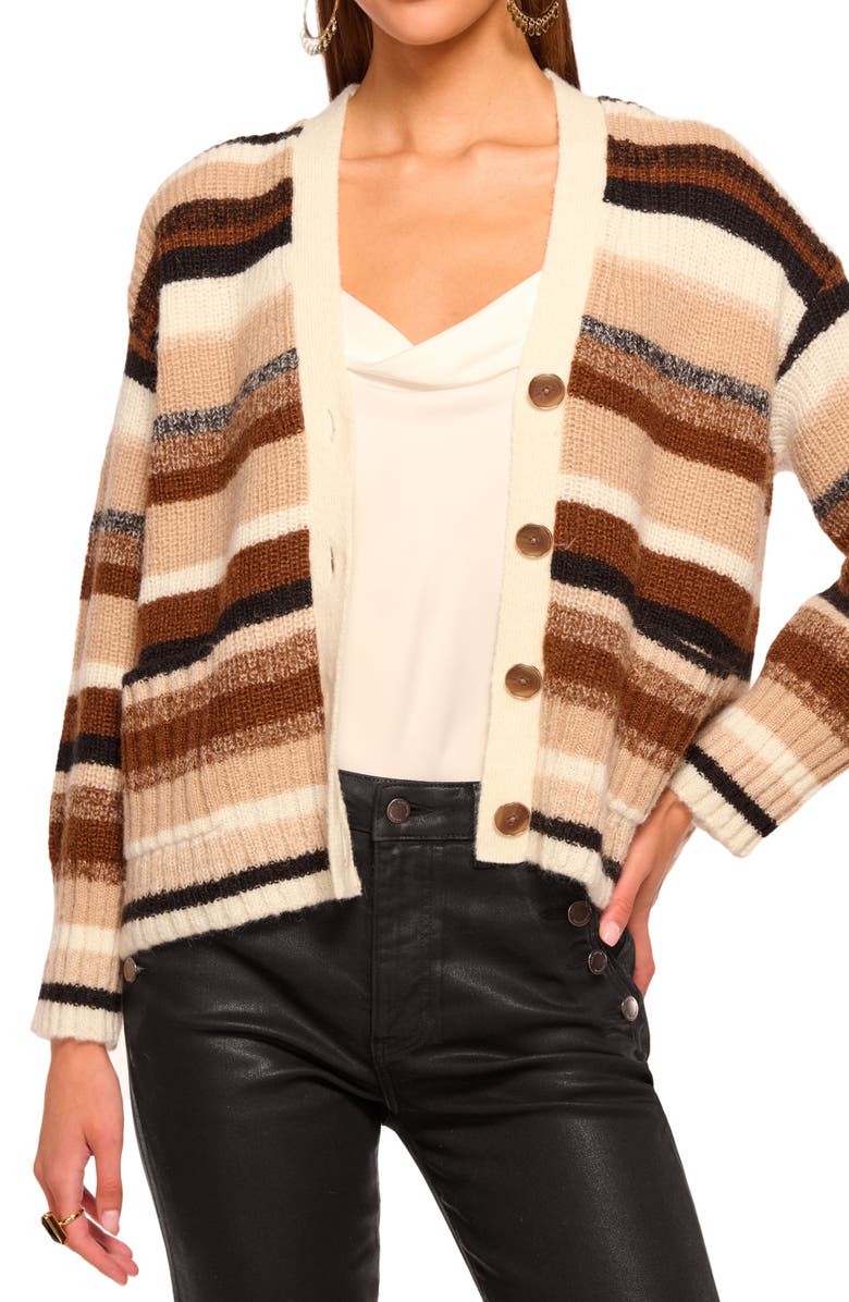 Ramy Brook Caroline Stripe Cardigan, Alternate, color, Neutral Stripe