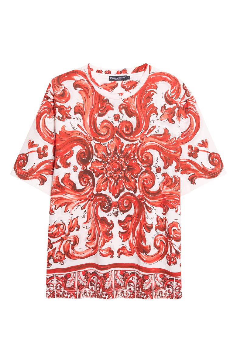 Dolce&Gabbana Majolica Print Graphic T-Shirt, Main, color, Id5dq Maiolica 1L Rubino