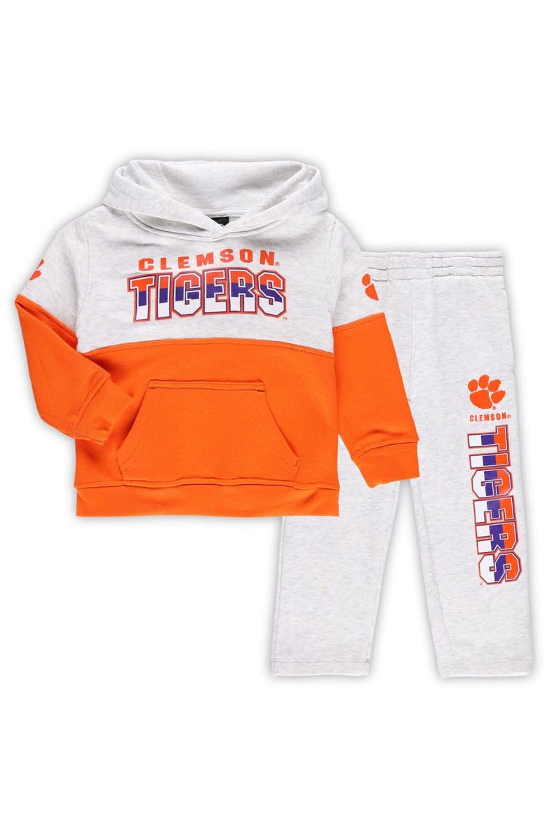Outerstuff Toddler Heather Gray/Orange Clemson Tigers Playmaker Pullover Hoodie & Pants Set, Main, color, 