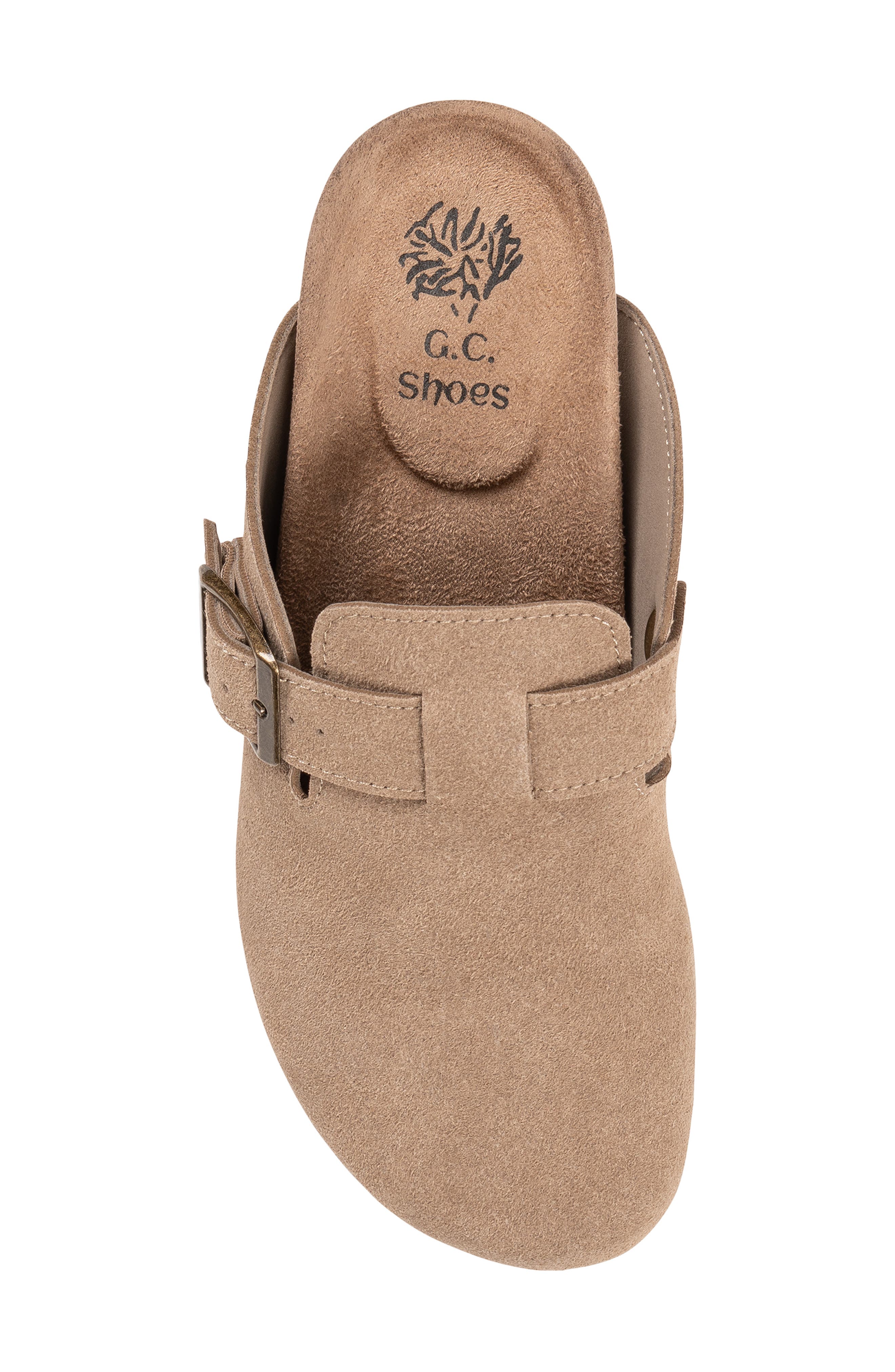 Madison Buckled Faux Leather Wedge Clog, Alternate, color, TAUPE