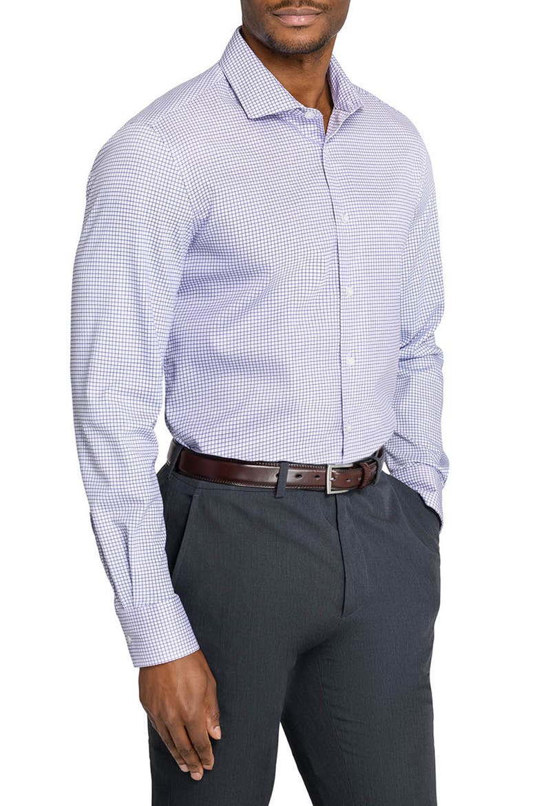 Slim Fit Check Reworked Button-Up Shirt, Alternate, color, WHITE/ PURPLE