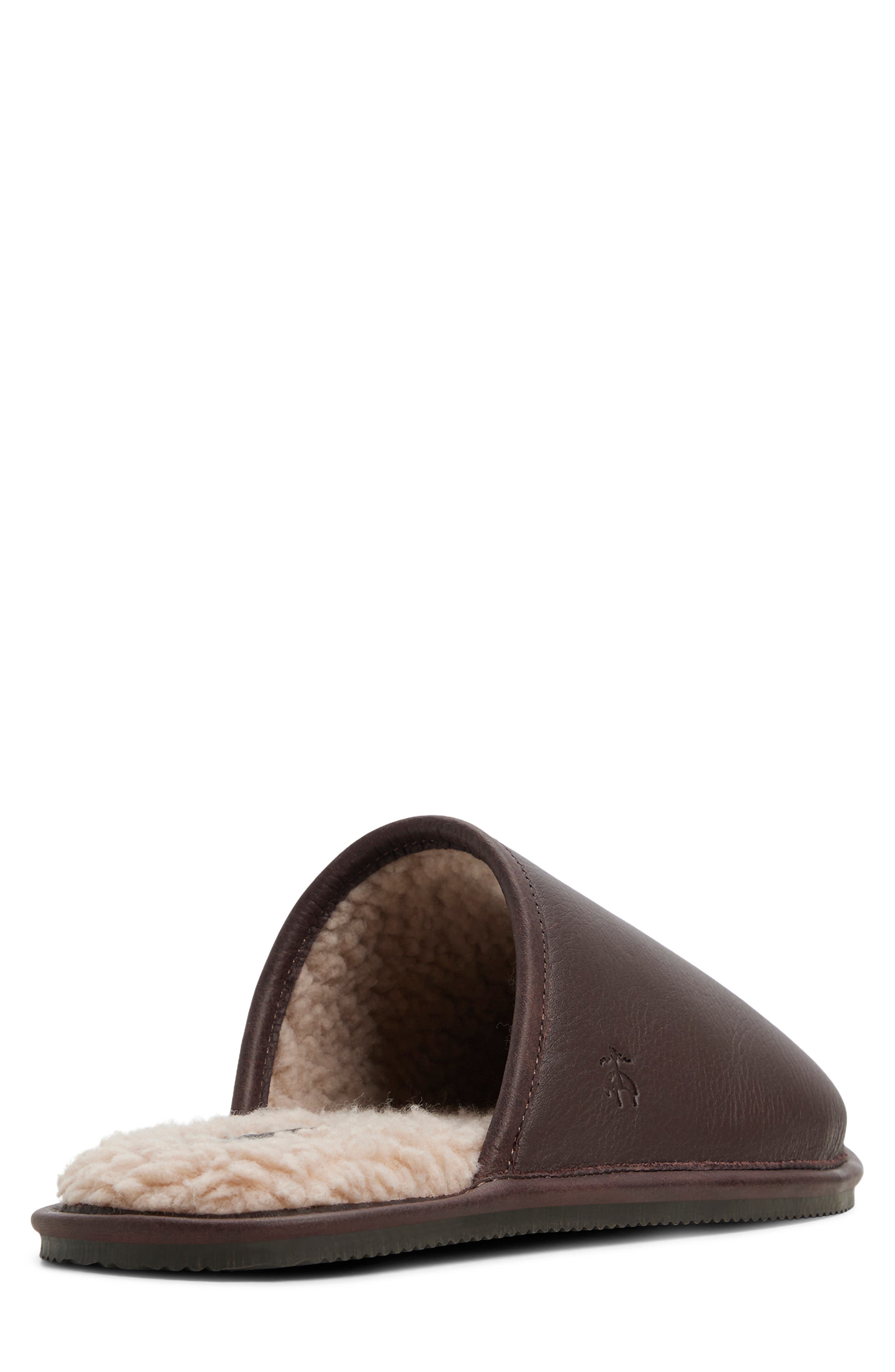 Henri Genuine Shearling Lined Leather Slipper, Alternate, color, MEDIUM RED