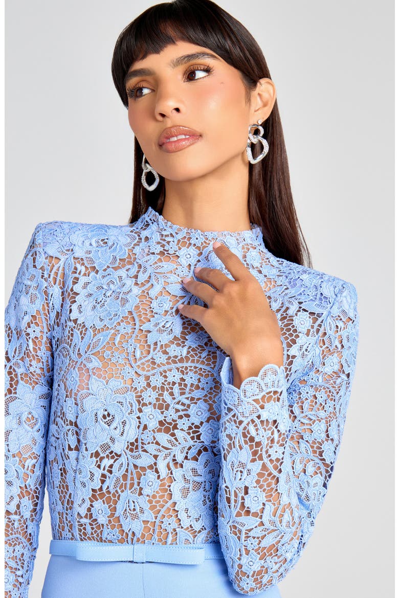 Maddie Lace Long Sleeve Wide Leg Jumpsuit, Alternate, color, LIGHT/ PASTEL BLUE