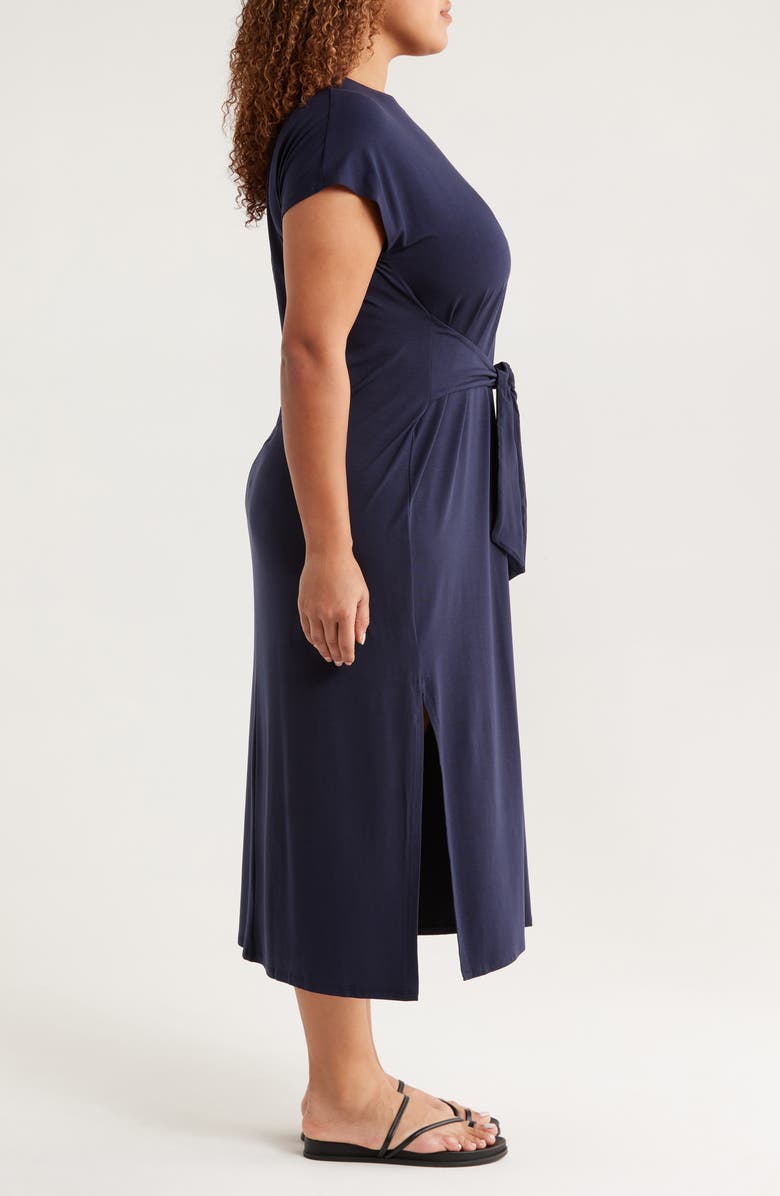 Eileen Fisher Tie Waist Jersey Maxi Dress, Alternate, color, Ink