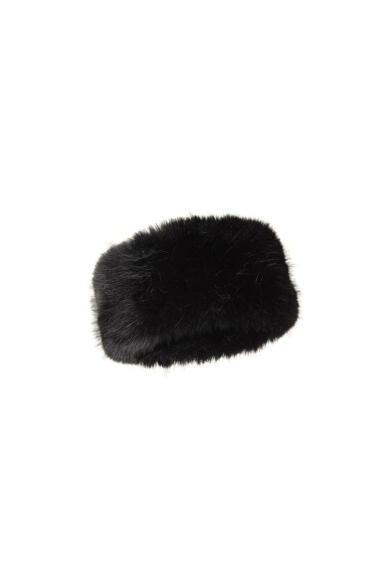 Faux Fur Thermal Headband, Alternate, color, Black