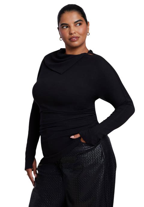 Draped Neck Knit Top (plus)