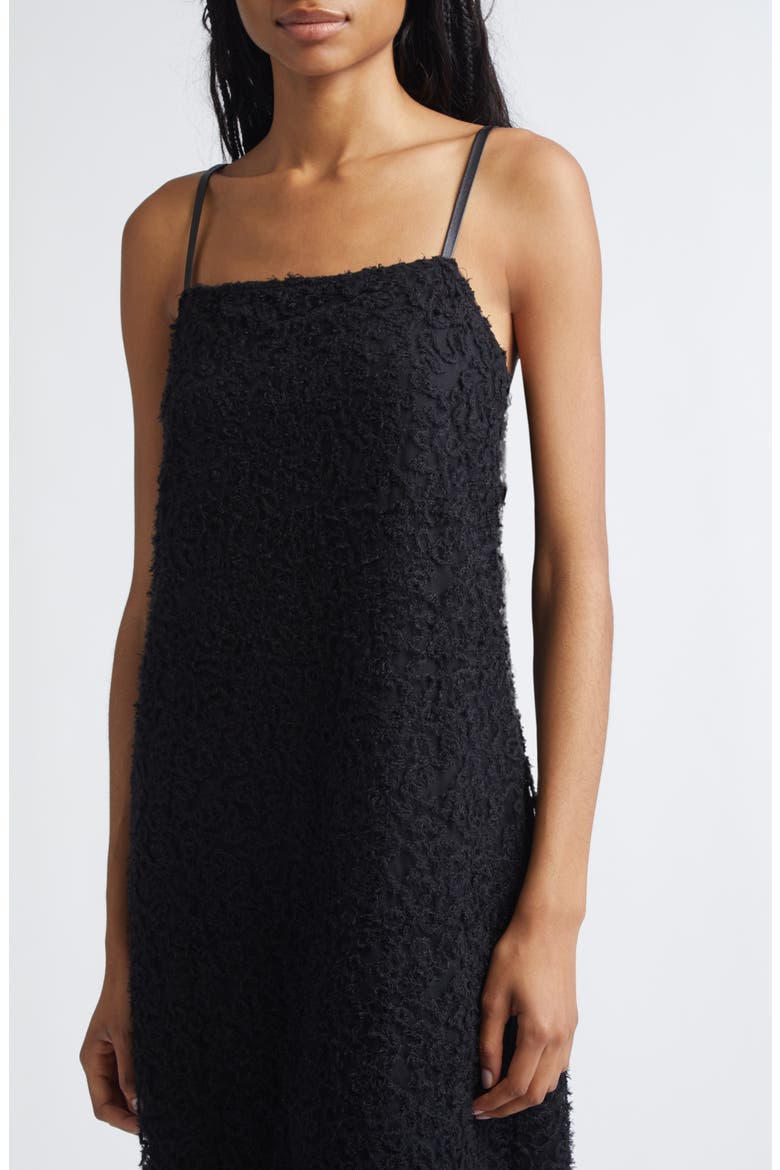 Virginie Embroidered Fringe Mesh Slipdress, Alternate, color, BLACK