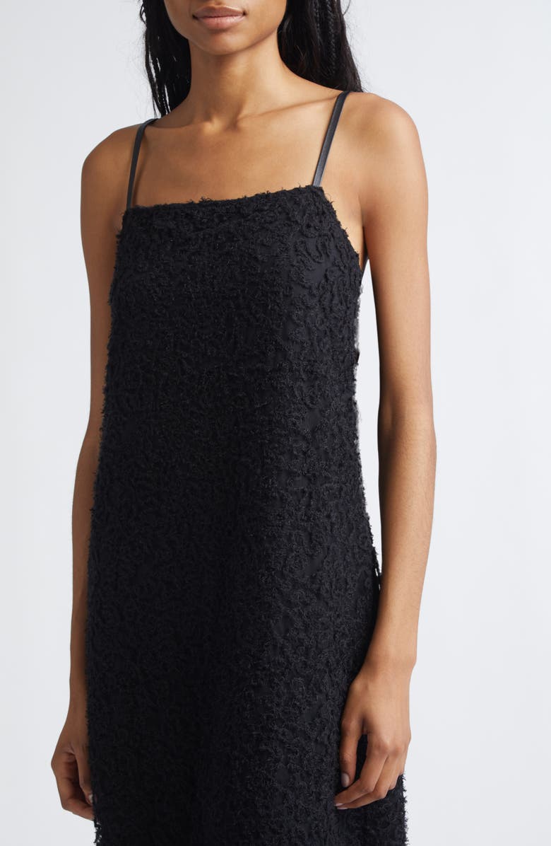 Proenza Schouler Virginie Embroidered Fringe Mesh Slipdress, Alternate, color, Black