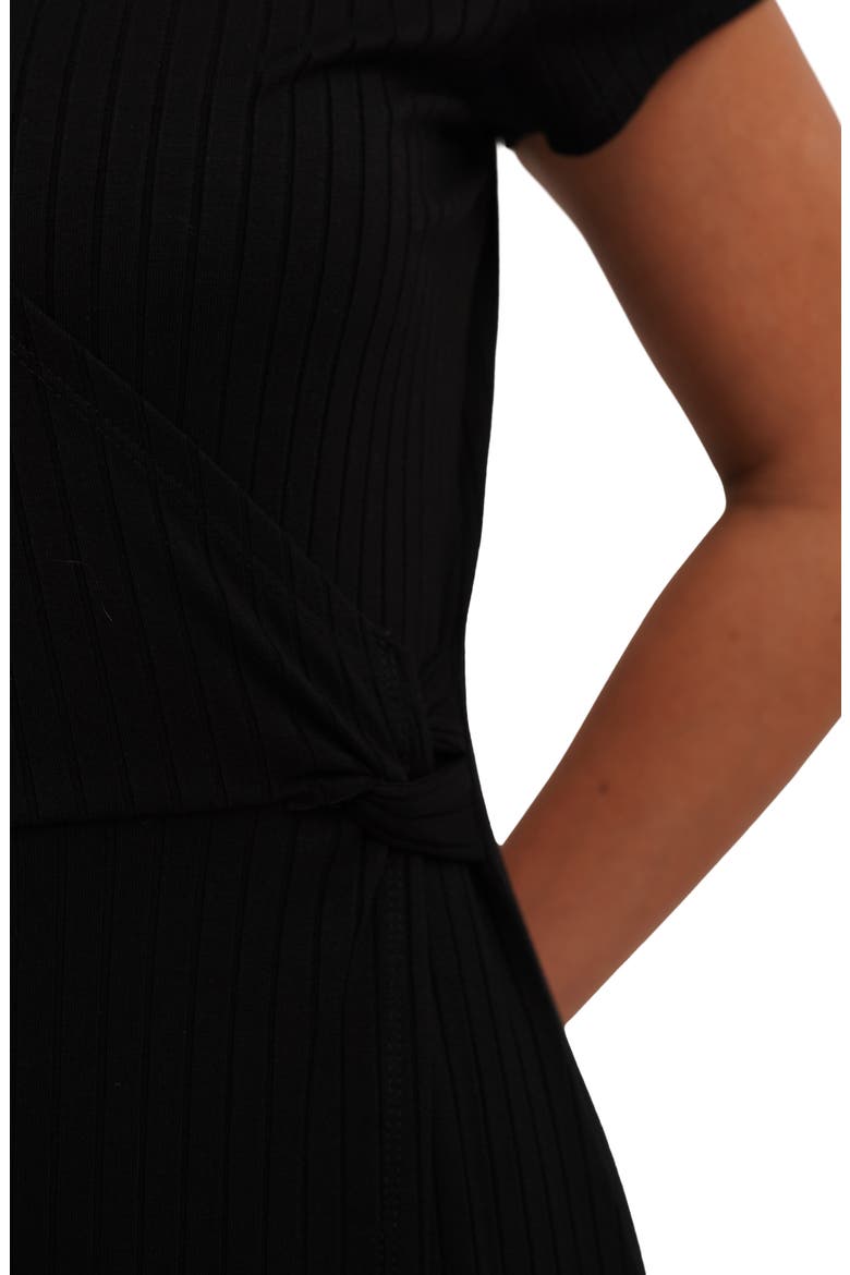 Wrap Style Rib Knit Dress, Alternate, color, BLACK
