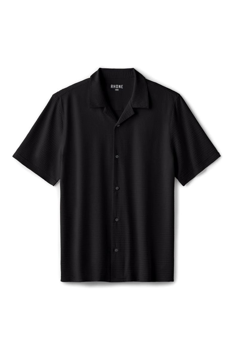Commuter Seersucker Camp Shirt, Alternate, color, BLACK