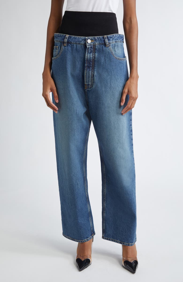 Alaïa Knit Band Straight Leg Jeans, Main, color,