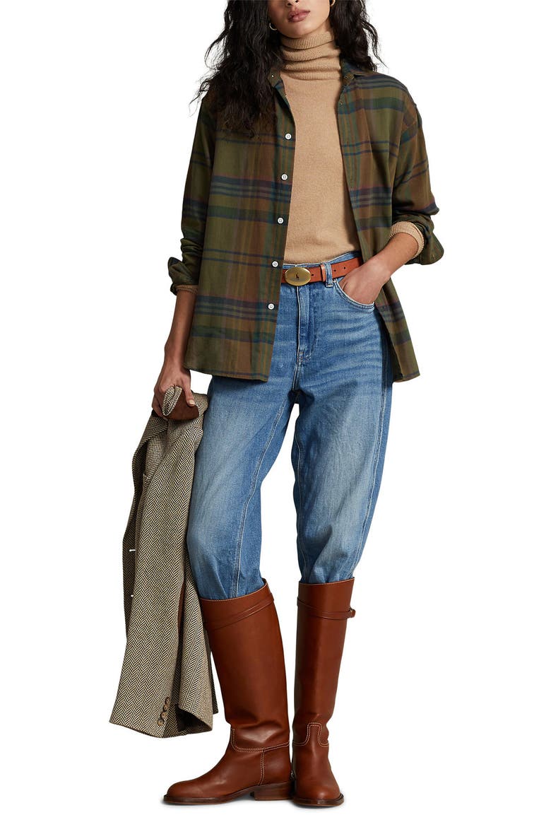 Plaid Oversize Shirt, Alternate, color, BROWN/ OLIVE MULTI PLAID