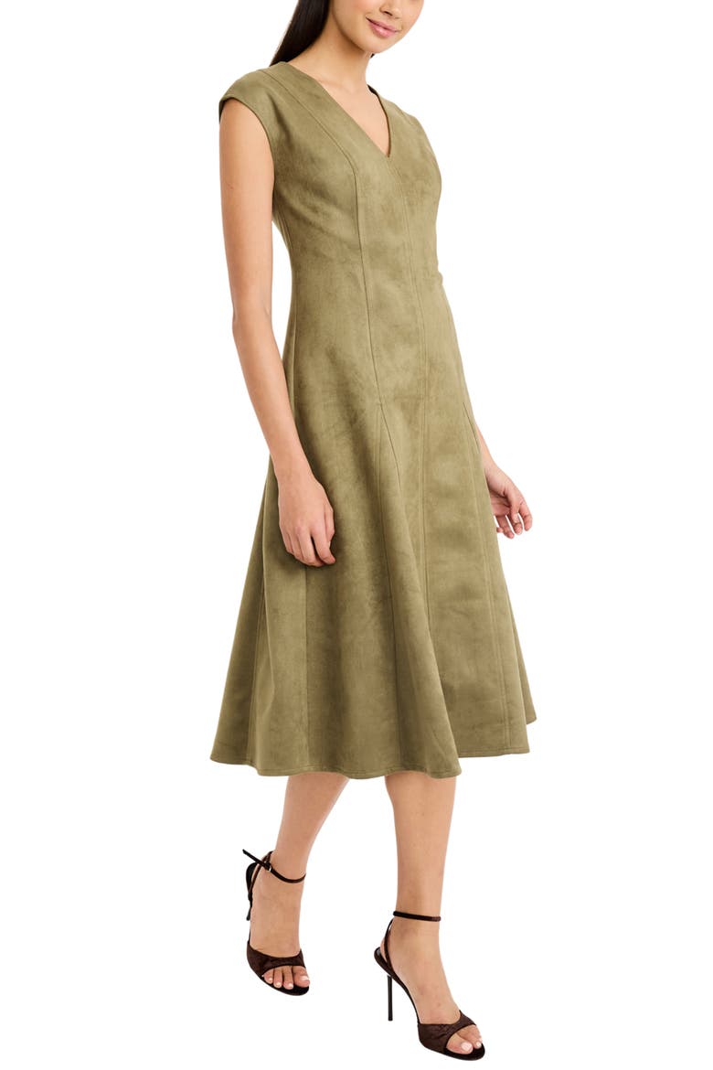 Sleeveless Faux Suede Midi Dress, Alternate, color, OLIVE