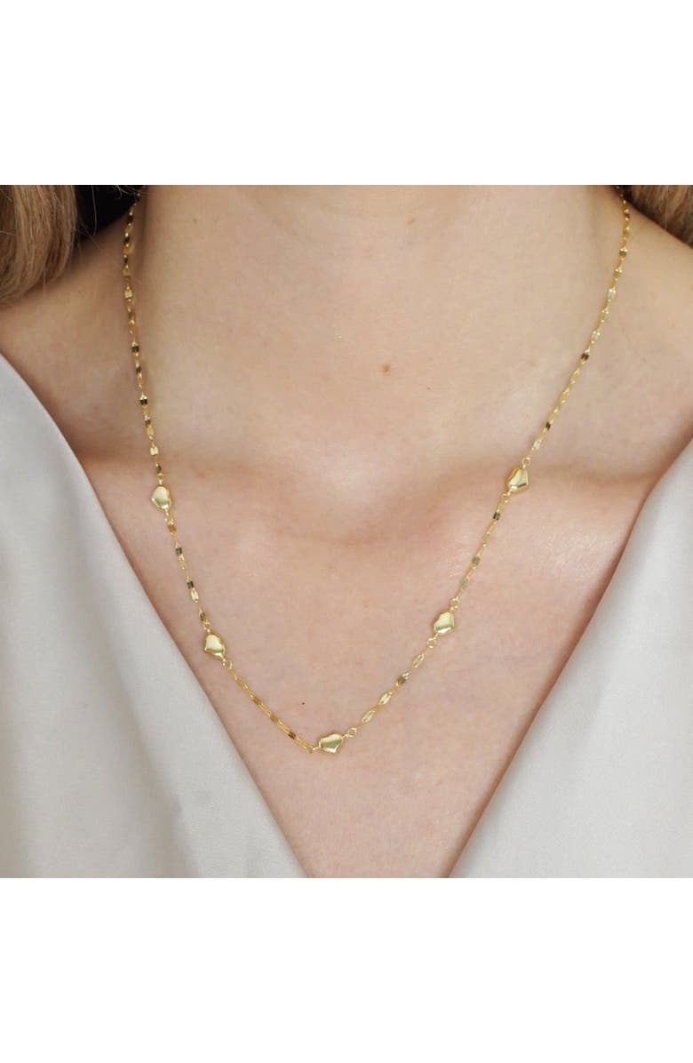 The Lovery Fine Jewelry Shimmer Heart Station Necklace, Alternate, color,