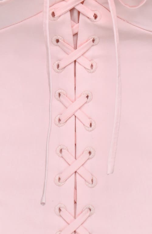 House Of Cb Demi Embroidered Tie Front Corset In Pink