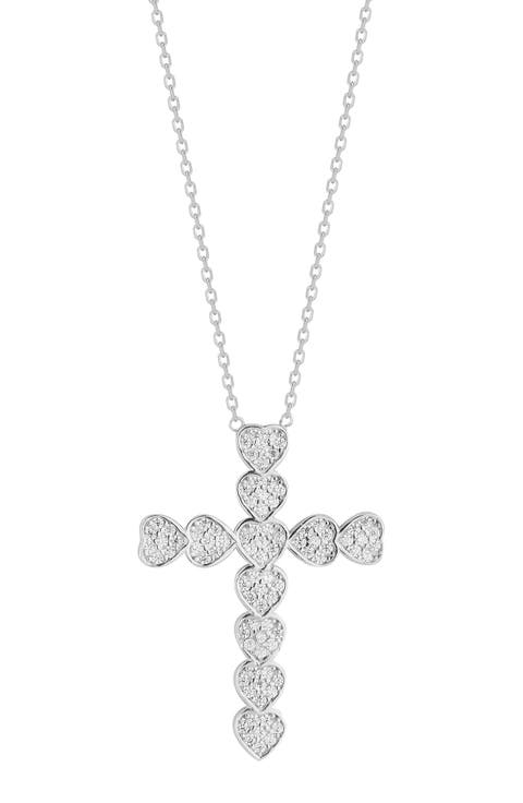 CZ Heart Cross Necklace