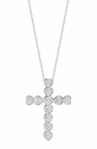 CZ Heart Cross Necklace