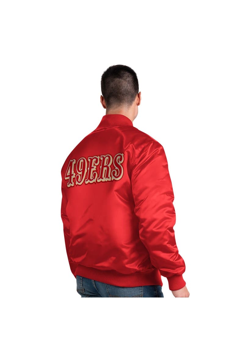 Men's Starter Scarlet San Francisco 49ers Exclusive Satin Full-Snap Varsity Jacket, Alternate, color, Scarlet