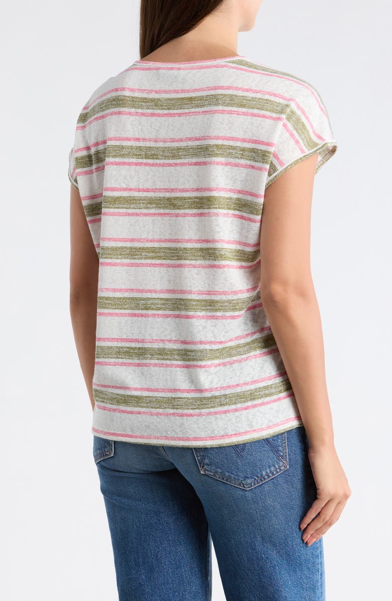 Bobeau Caty Relaxed Stripe Slubbed T-Shirt, Alternate, color, Berry/Sphagnum Stripe