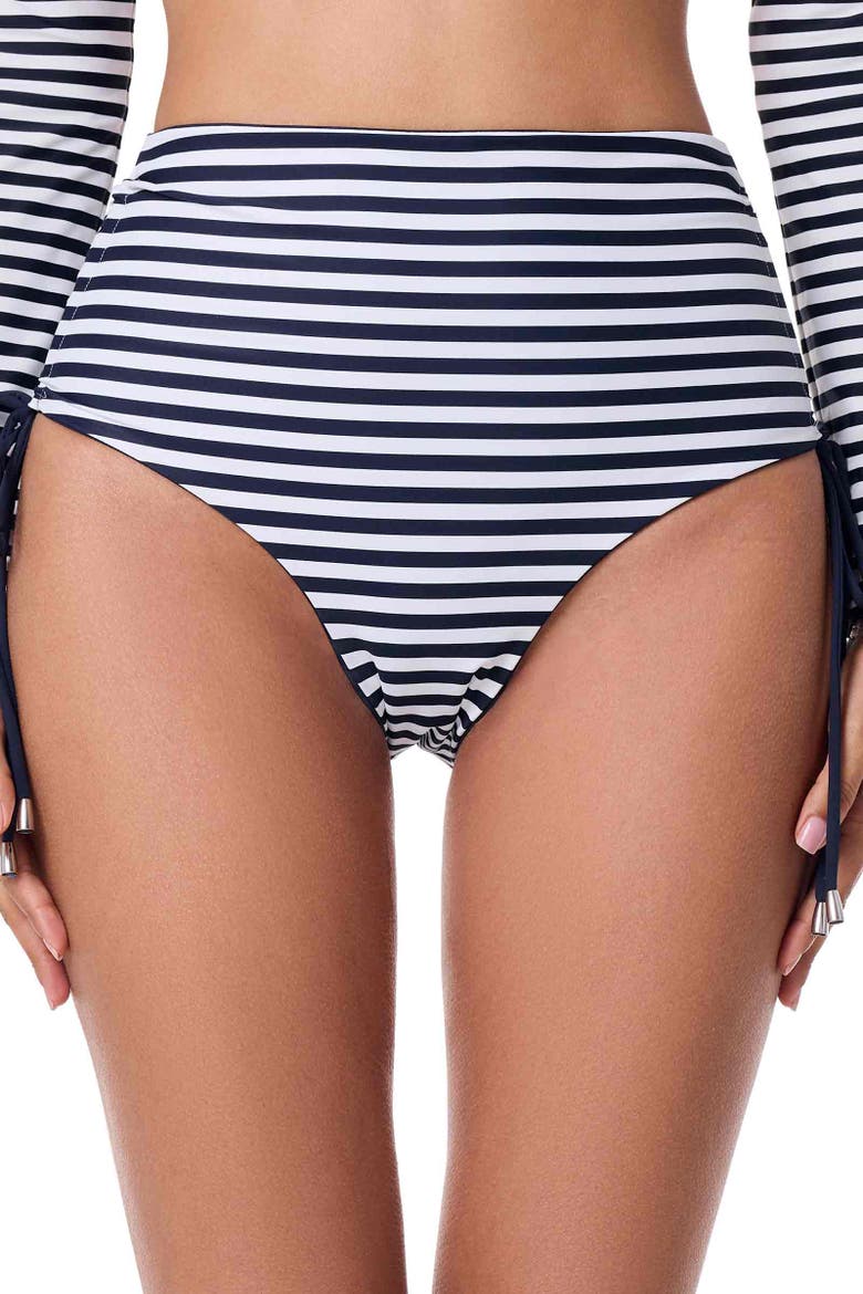 Women's Myrtle Reversible Ruche Swim Bottoms, UPF 50+ Sun Protection, Alternate, color, Navy Reversible