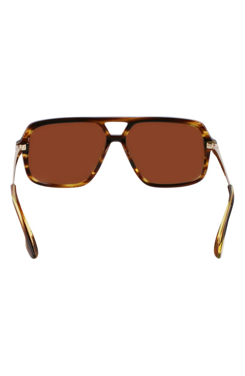 Victoria Beckham V Line 58mm Navigator Sunglasses, Alternate, color, Striped Tobacco