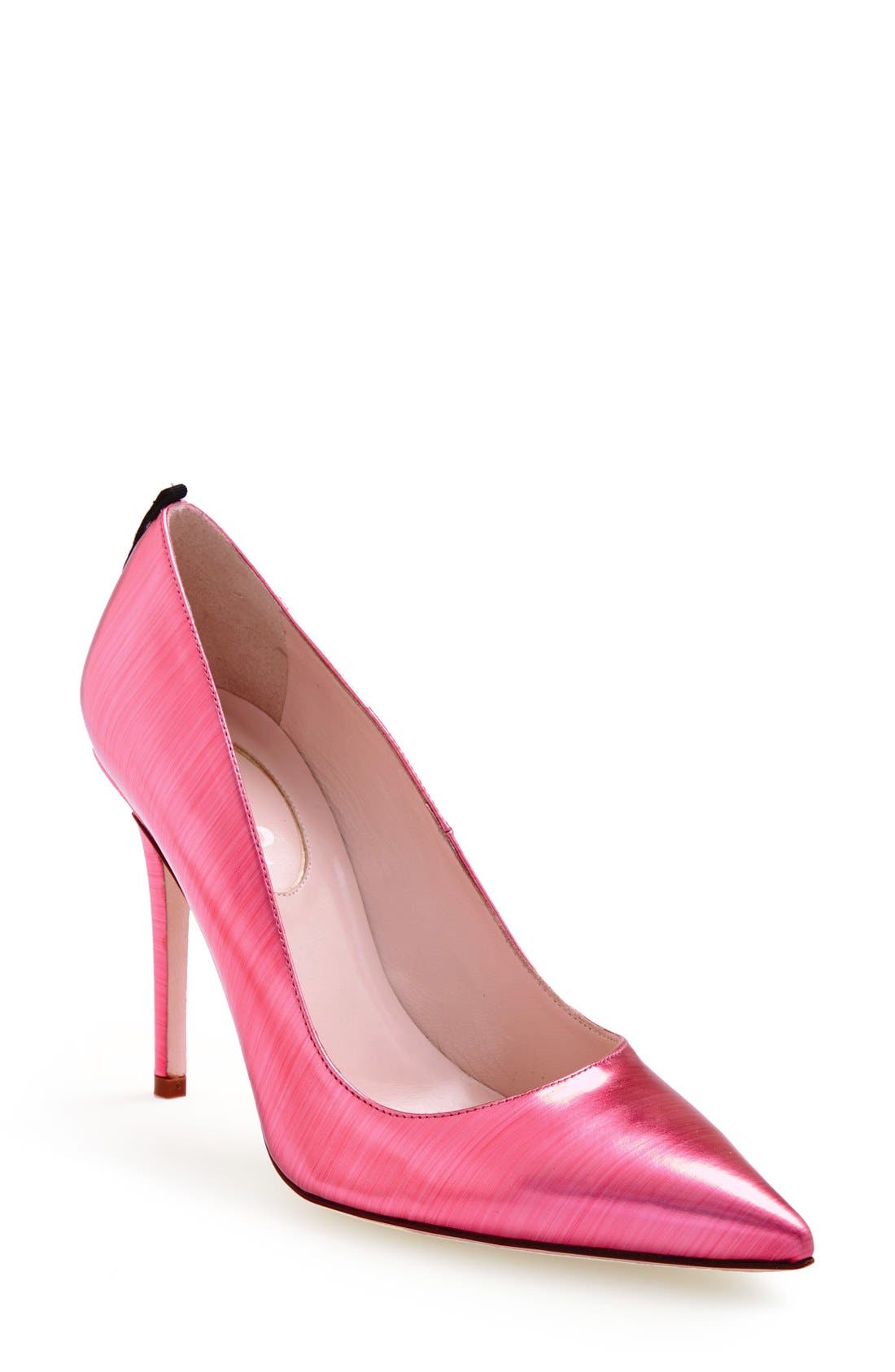 'Fawn' Specchio Leather Pump, Main, color, PINK SPECCHIO W/BLK GROSSGRAIN