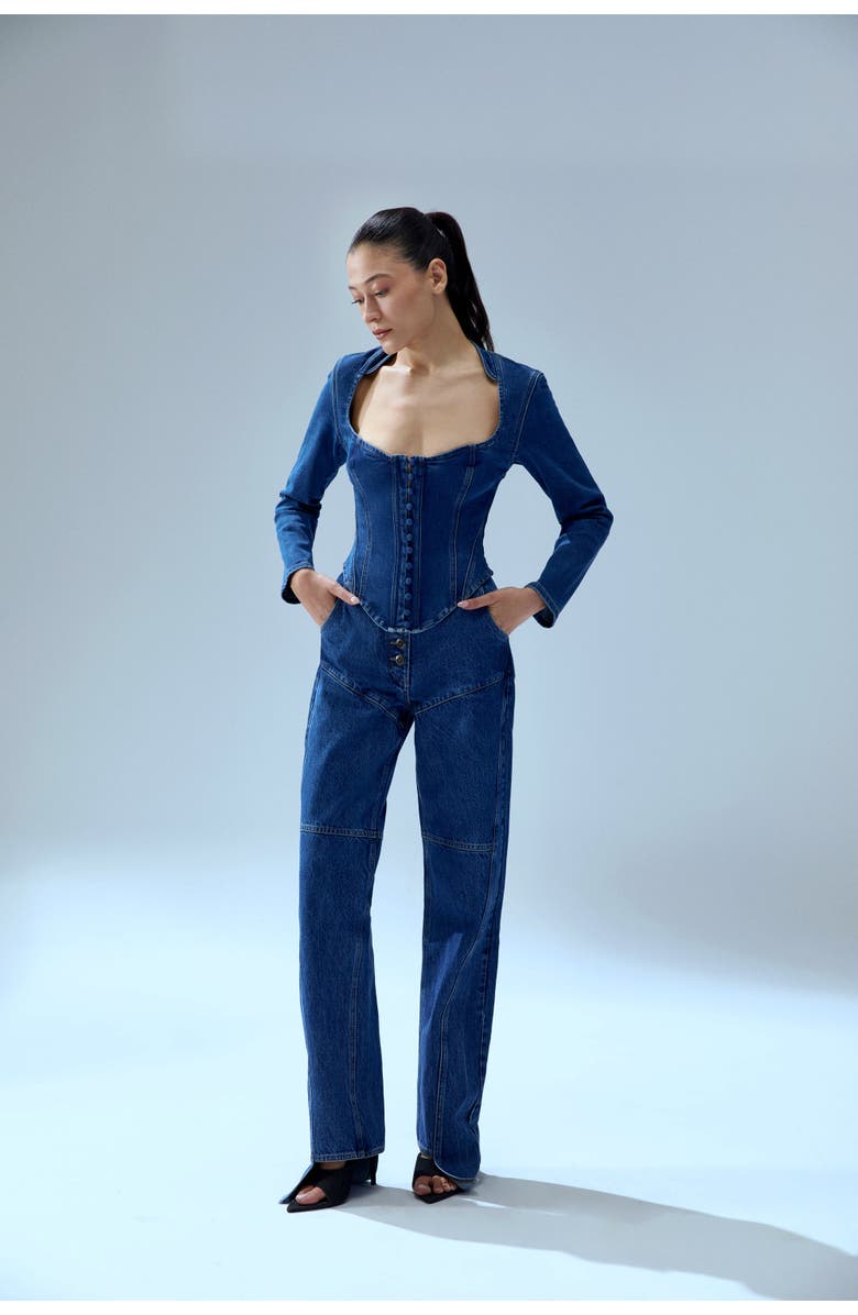 PCFG Your *Itch Corset Denim Corset Top, Alternate, color, Blue