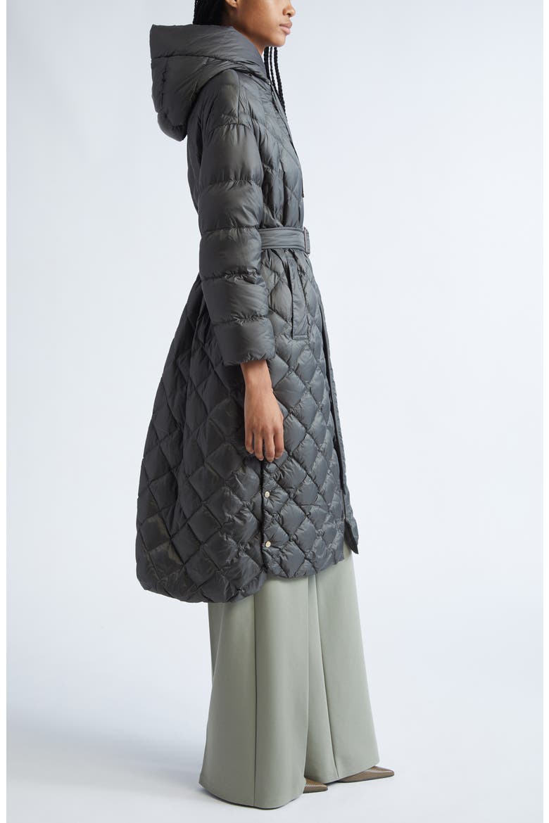 The Cube Trepar Diamond Quilted Down Longline Coat, Alternate, color, GREEN
