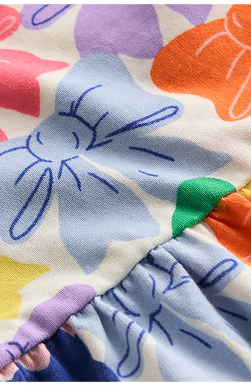 Mini Boden Kids' Ariel Bow Print Twirly Cotton Jersey Dress In Multi