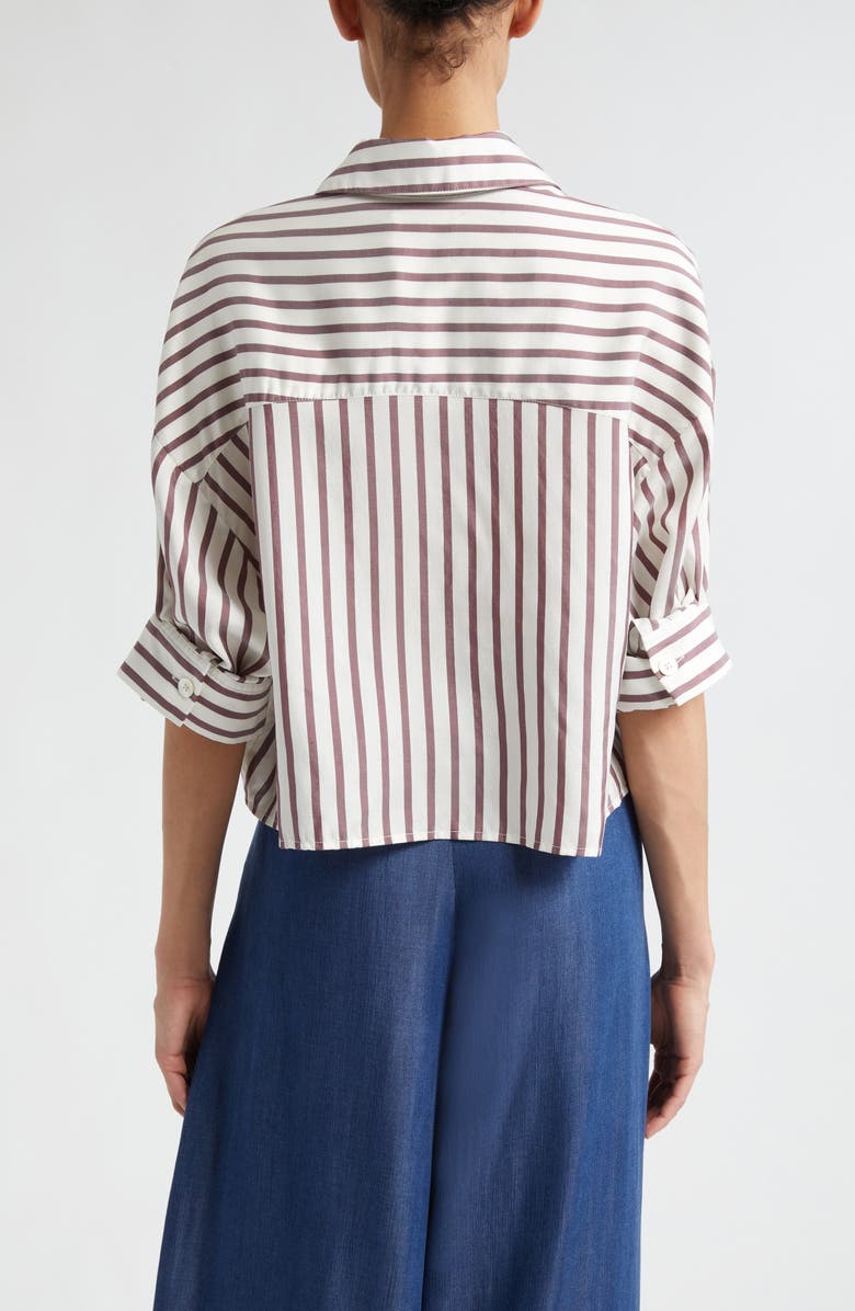 TWP Next Ex Stripe Crop Silk Shirt, Alternate, color,
