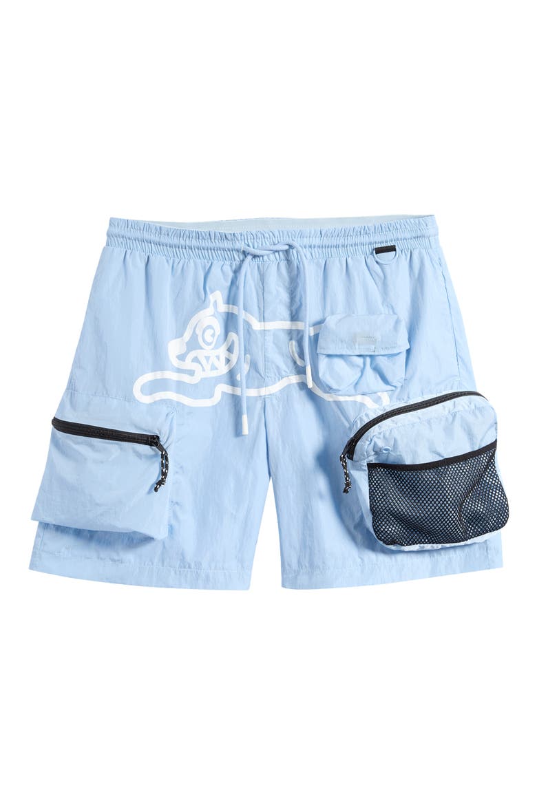Running Dog Graphic Cargo Hiker Shorts, Alternate, color, CERULEAN BLUE