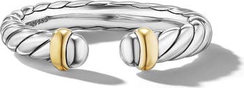 Petite Cable Ring in Sterling Silver with 14K Yellow Gold