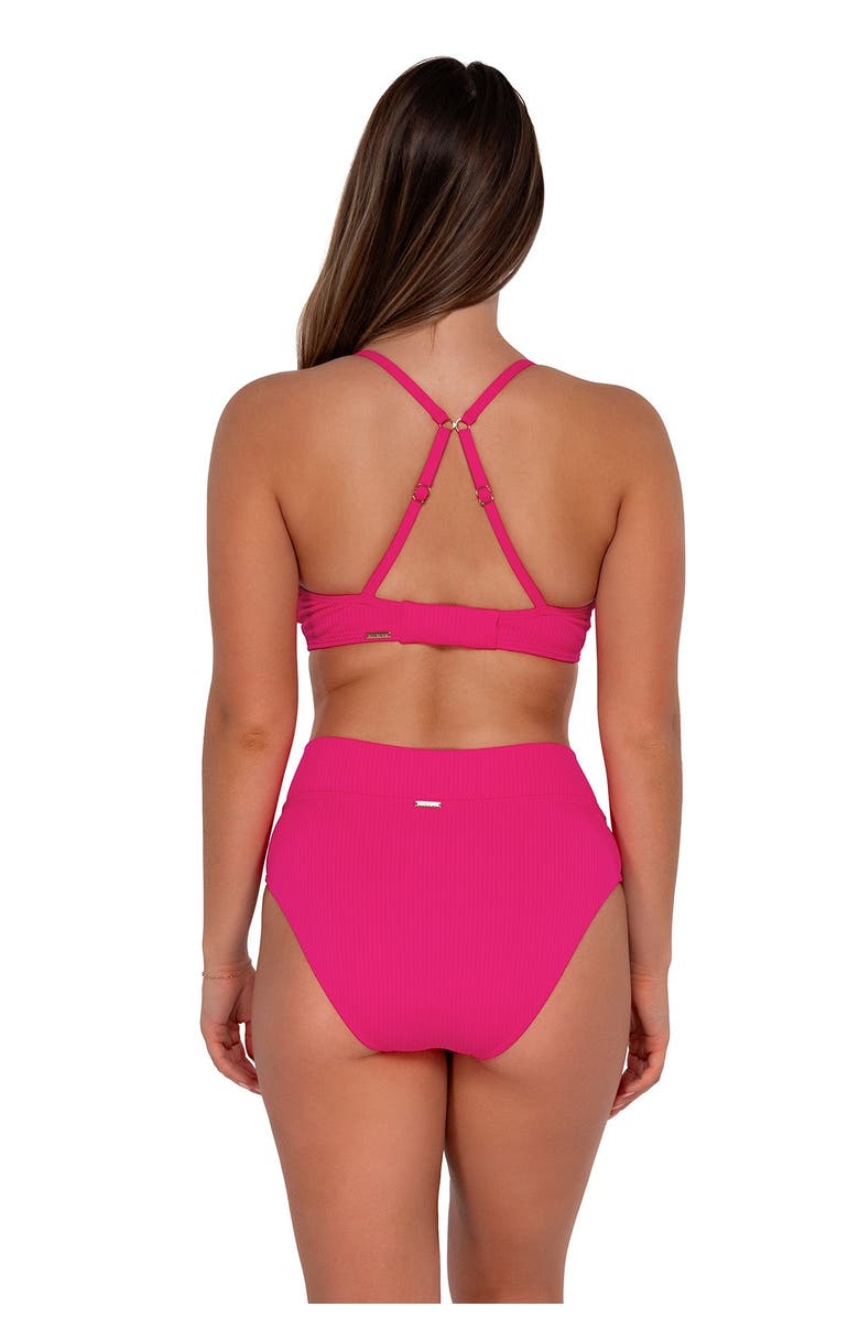 Sunsets Summer Lovin' V-Front Bikini Swim Bottoms, Main, color, Begonia Sandbar Rib