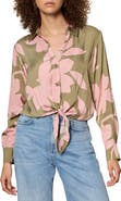 Sanctuary Lover Print Tie Hem Crop Sateen Shirt