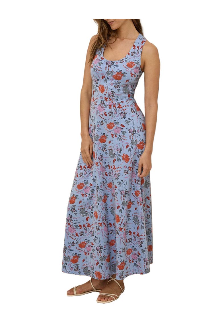 Organic Cotton Fit & Flare Open Back Maxi Dress, Alternate, color, Nightfall Blooms Blue
