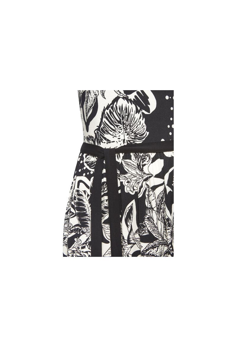 Belted Floral Print Dress, Alternate, color, Black & Ivory