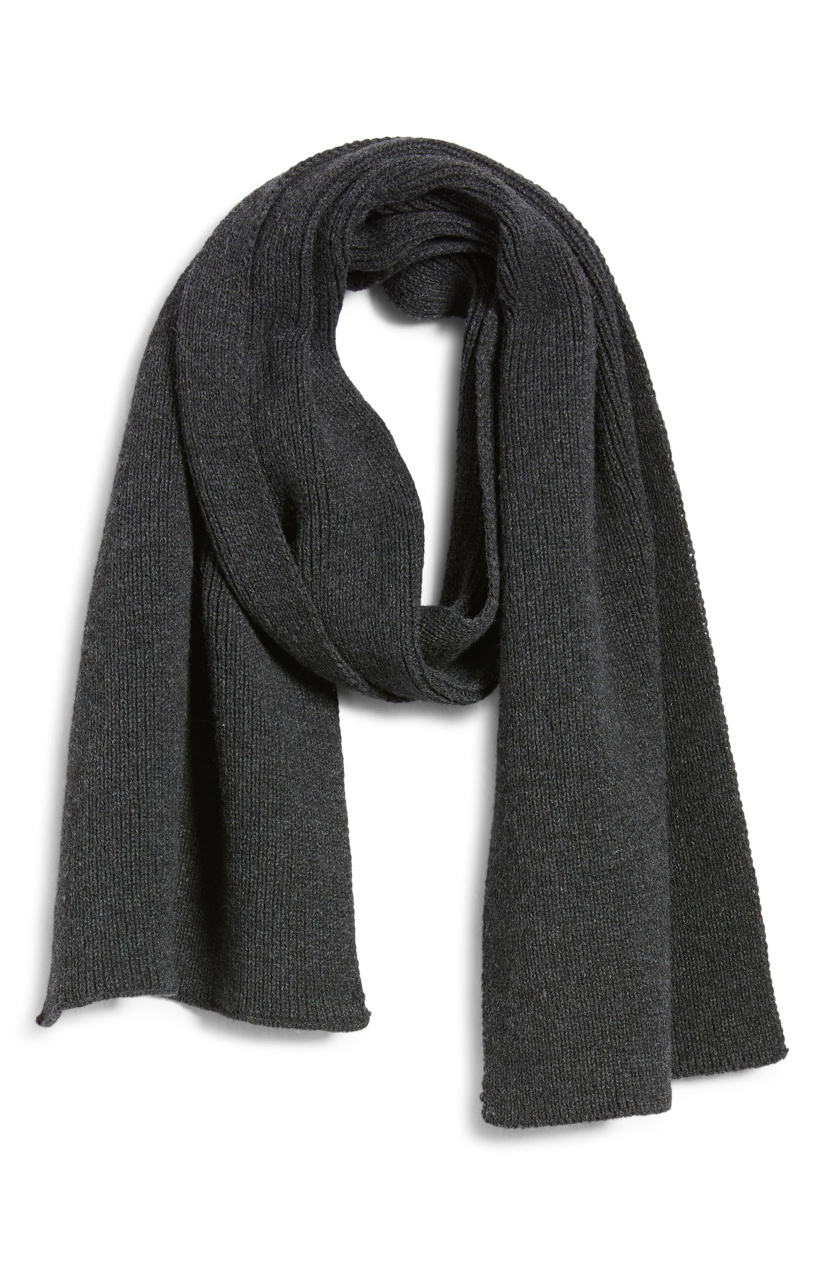 Open Edit Core Wide Knit Scarf In Dark Grey