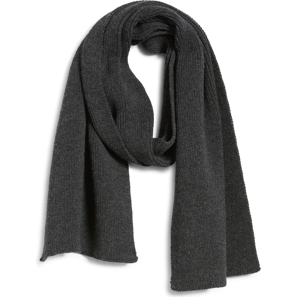 Open Edit Core Wide Knit Scarf In Dark Grey