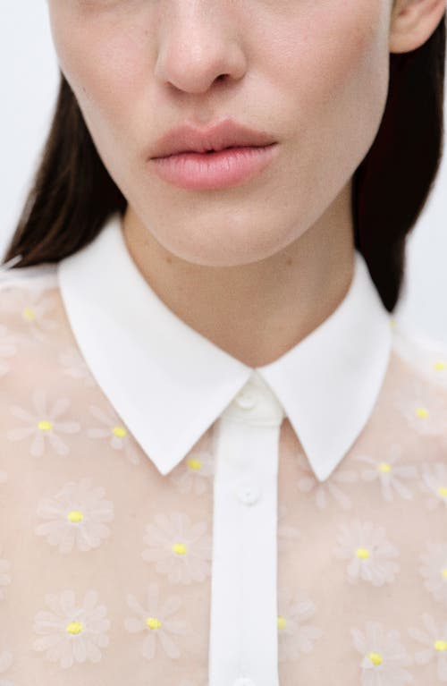 Mango Dacy Floral Embroidered Shirt In White
