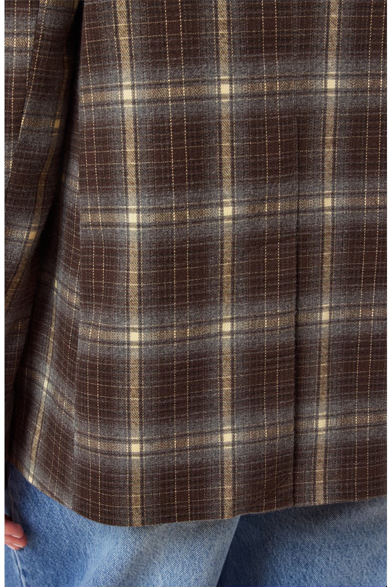 Oversized Plaid Blazer, Alternate, color, SEAL BROWN REED YELLOW PLAID