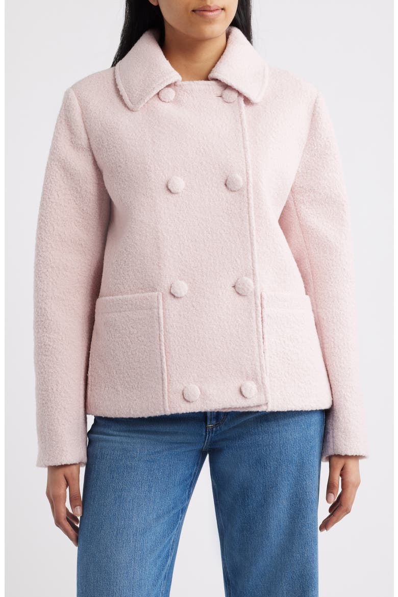 Short Bouclé Coat, Main, color, PINK
