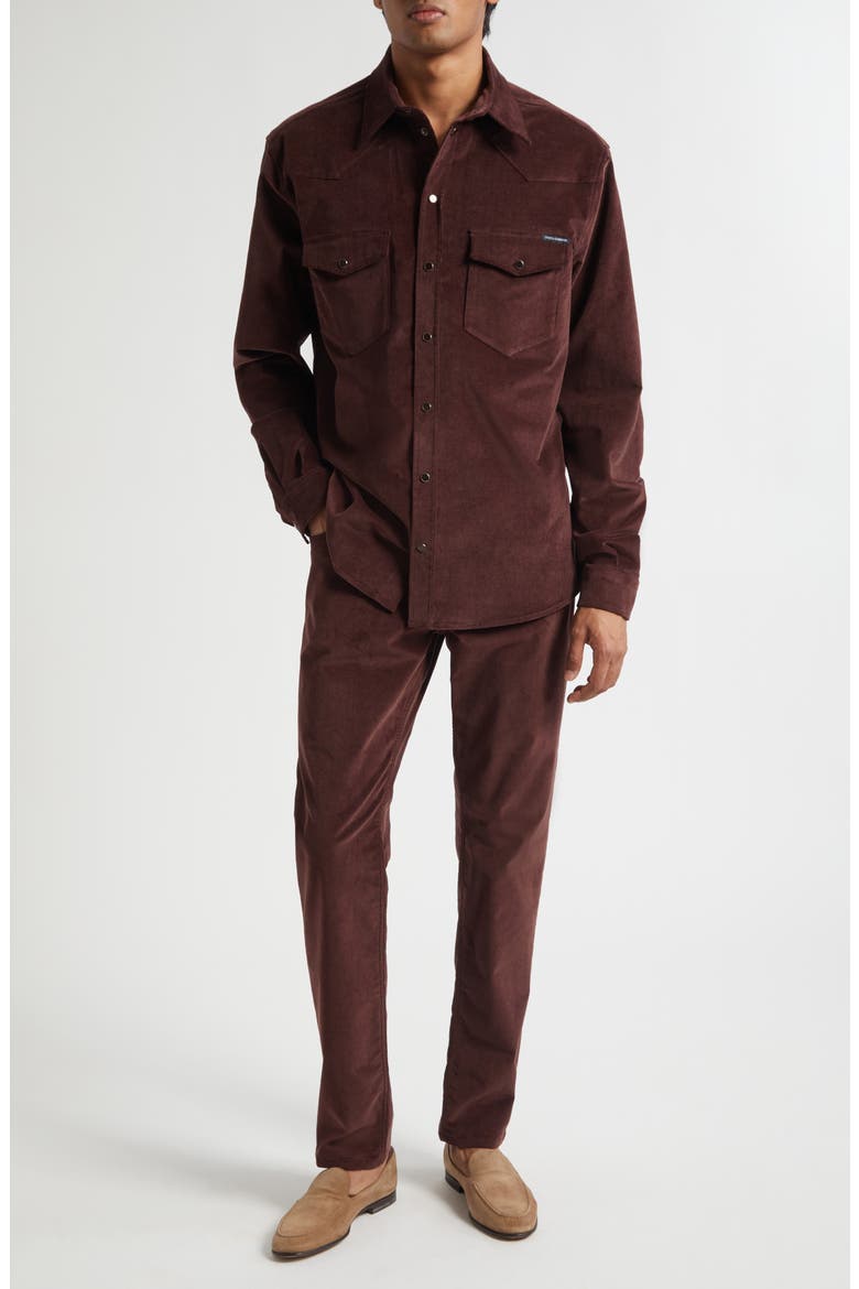 Fine Wale Corduroy Western Shirt, Alternate, color, R5515 MARRONE 10