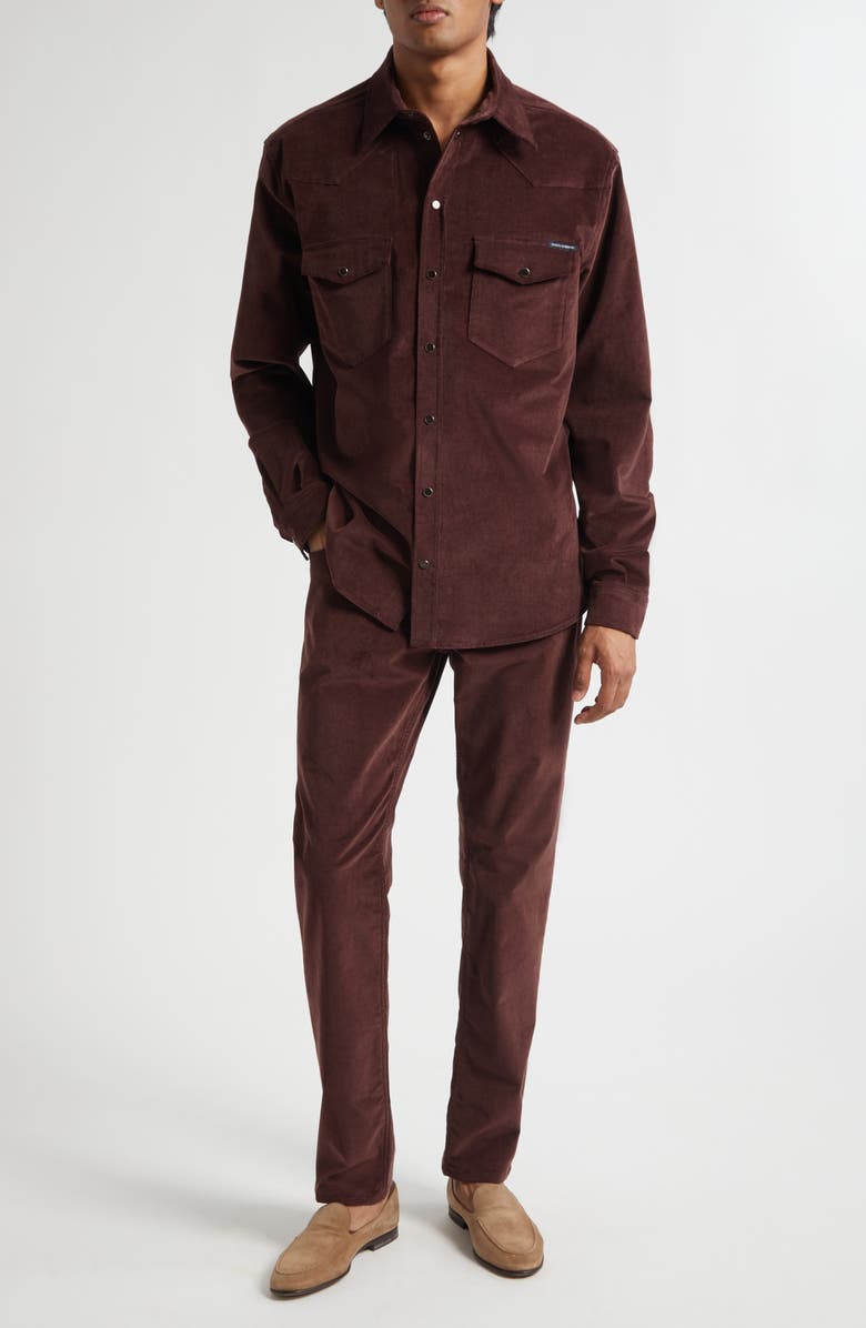 Dolce&Gabbana Fine Wale Corduroy Western Shirt, Alternate, color, R5515 Marrone 10