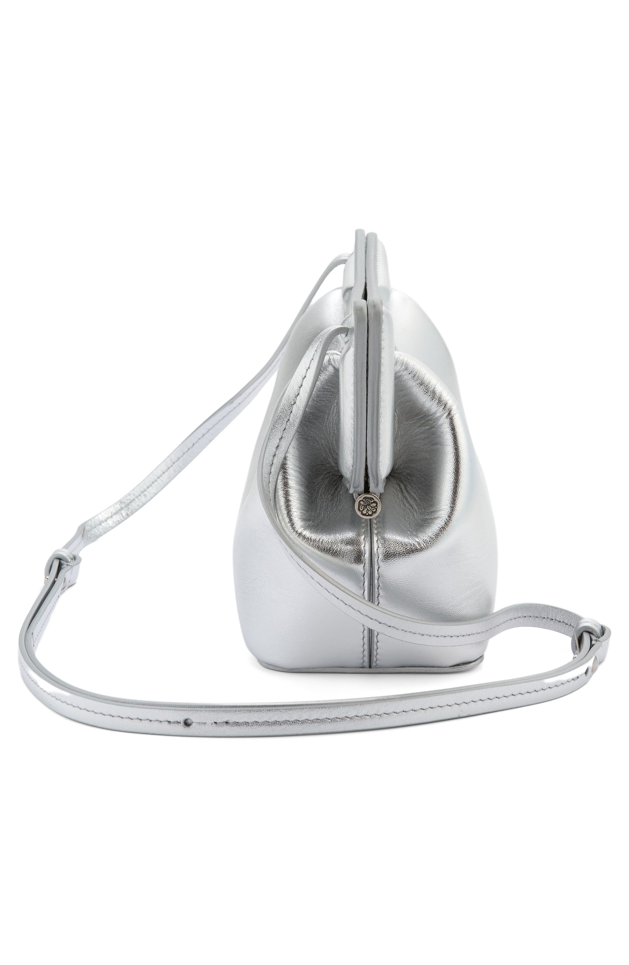 McQueen Mini Peak Metallic Leather Bag, Alternate, color, 