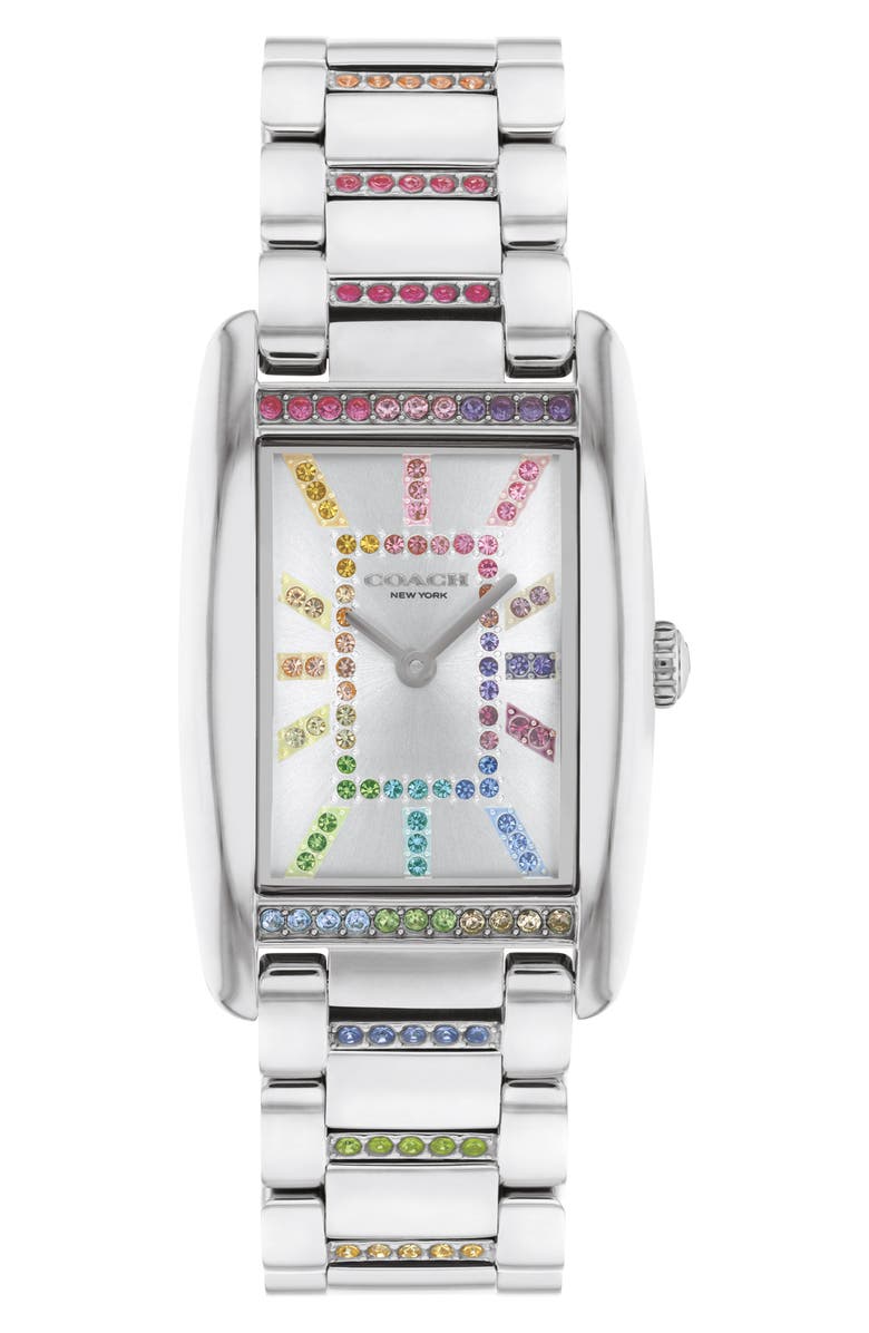 COACH Reese Crystal Rectangular Bracelet Watch, 24mm, Main, color, 