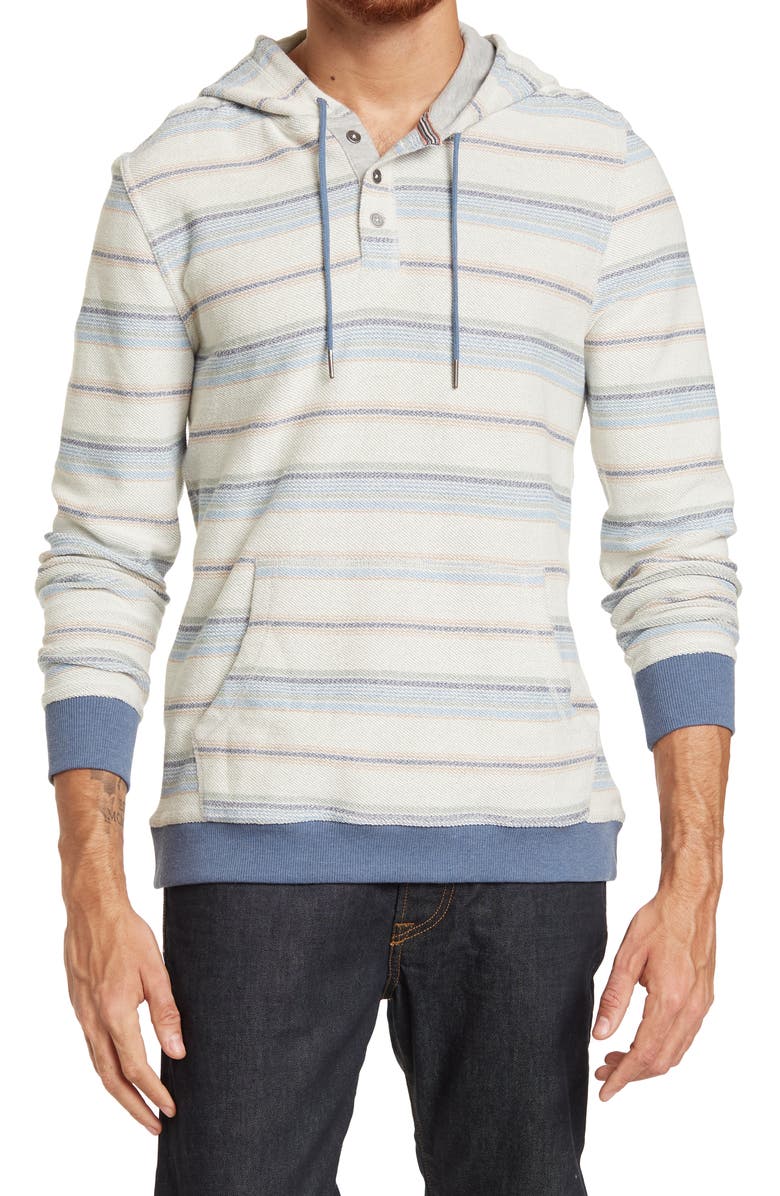 FLAG AND ANTHEM Flag & Anthem Striped Henley Pullover Hoodie, Main, color, 