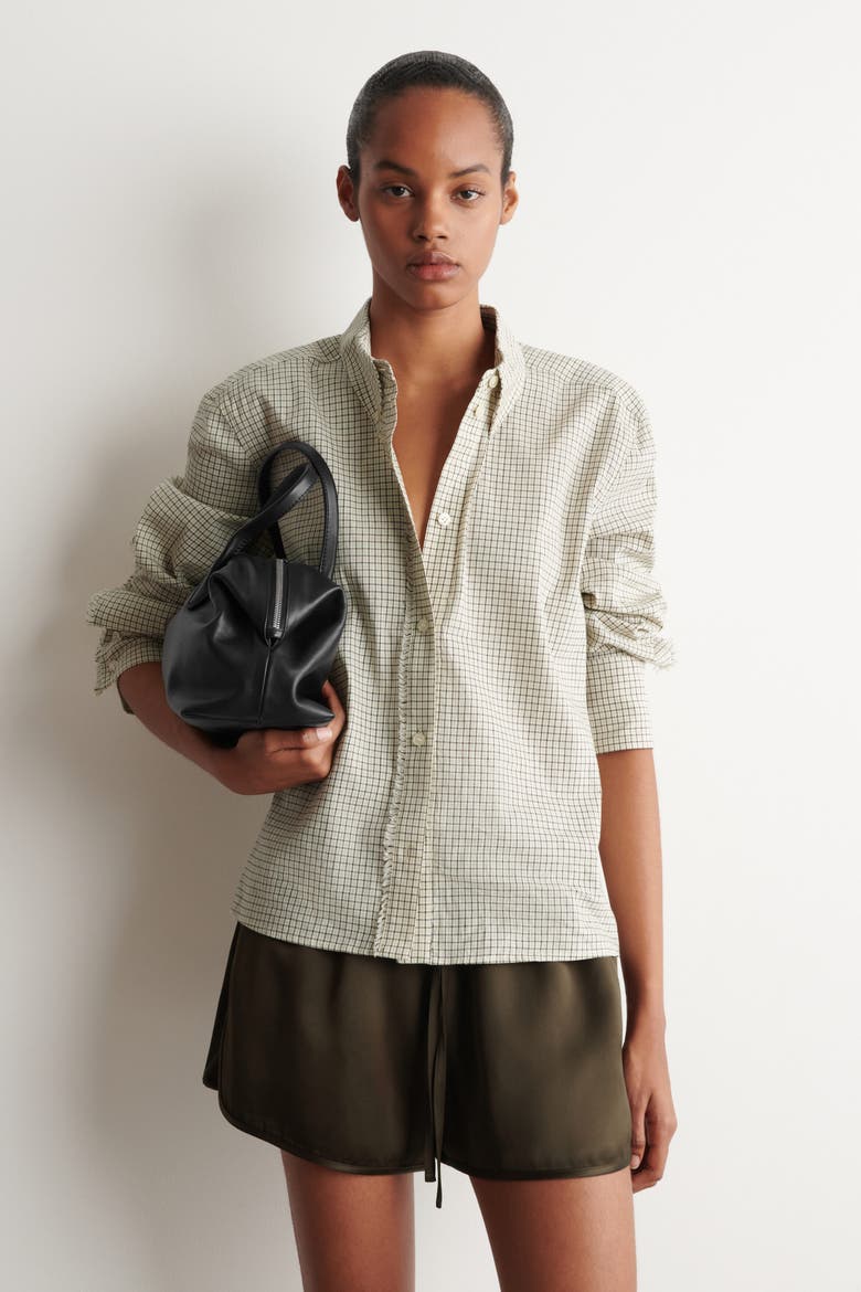 Fringed Checked Linen-cotton Shirt, Main, color, BEIGE / CHECKED