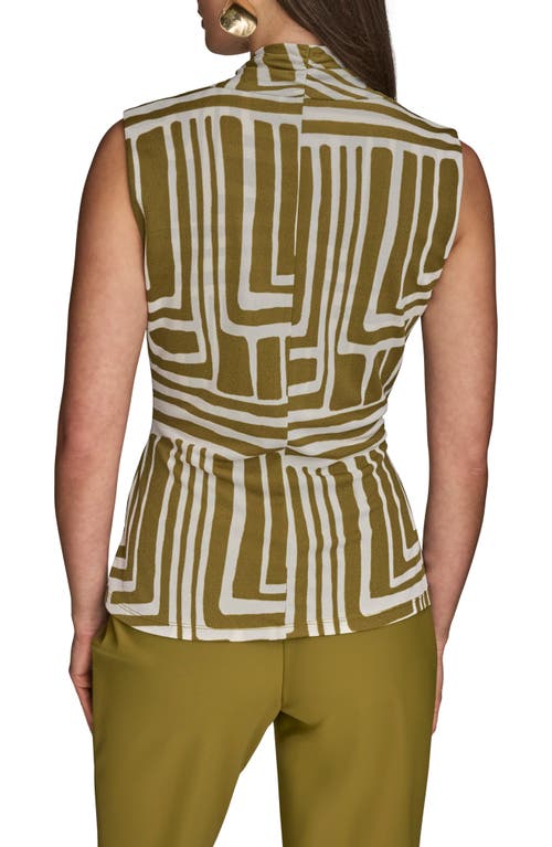 Donna Karan New York Crepe Faux Wrap Sleeveless Top In Green