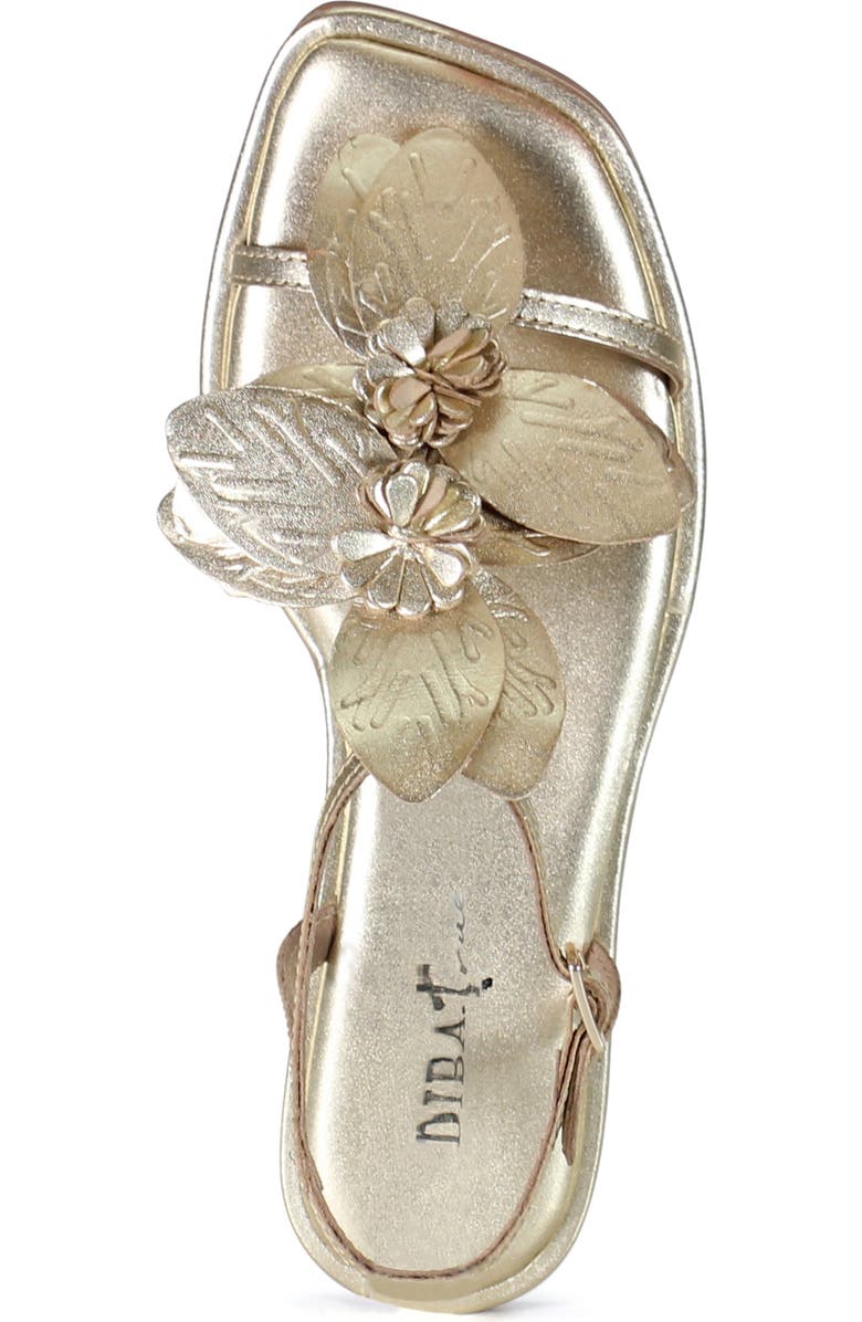 Diba True PER SHING Leather Floral Flat Dress Sandal, Alternate, color, Gold