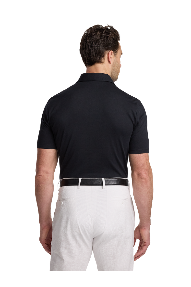 Mercerized Cotton Three Button Polo, Alternate, color, Black